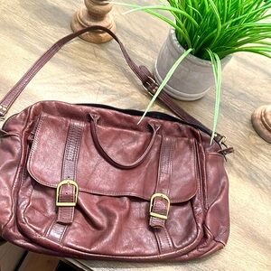 Cowhide genuine leather satchel briefcase or work bag.